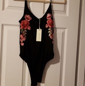 Nordstrom Floral Bodysuit black size XL